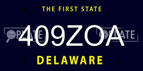409ZOA Delaware License Plate