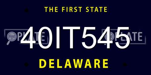 40IT545 Delaware License Plate