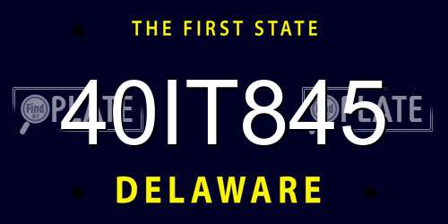 40IT845 Delaware License Plate