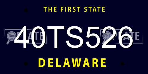 40TS526 Delaware License Plate