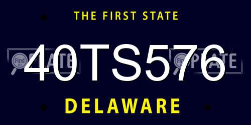 40TS576 Delaware License Plate
