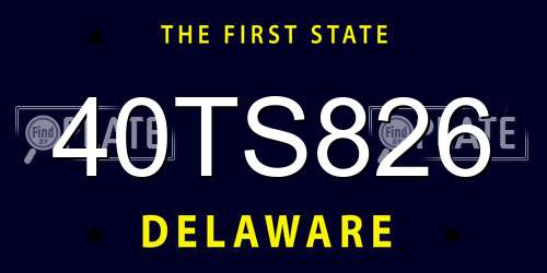 40TS826 Delaware License Plate