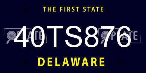 40TS876 Delaware License Plate