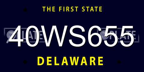 40WS655 Delaware License Plate