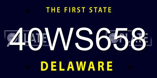 40WS658 Delaware License Plate