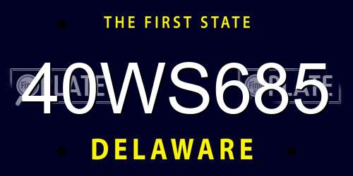 40WS685 Delaware License Plate