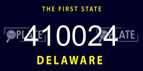 410024 Delaware License Plate