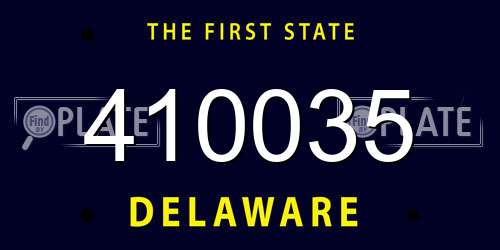 410035 Delaware License Plate