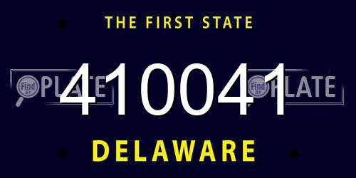 410041 Delaware License Plate