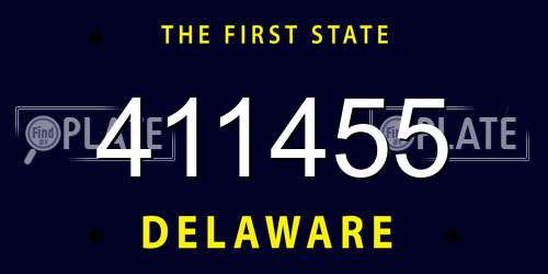 411455 Delaware License Plate