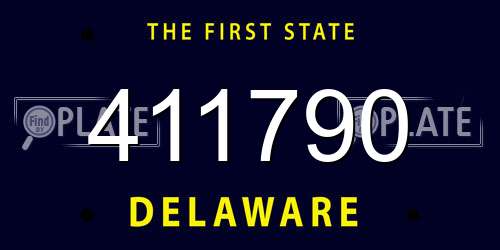 411790 Delaware License Plate