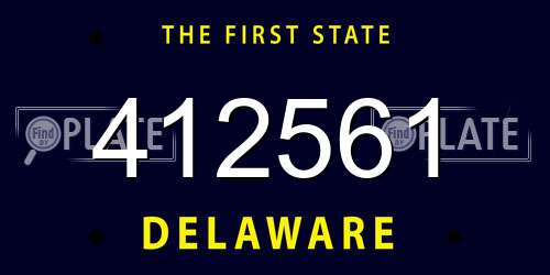 412561 Delaware License Plate