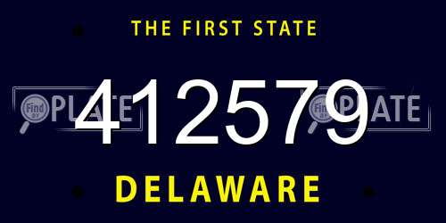 412579 Delaware License Plate