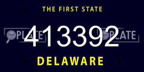 413392 Delaware License Plate