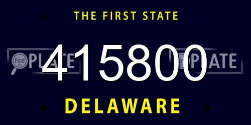 415800 Delaware License Plate