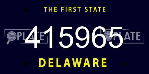415965 Delaware License Plate
