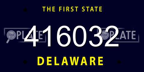 416032 Delaware License Plate