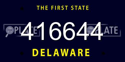 416644 Delaware License Plate
