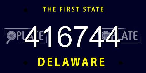 416744 Delaware License Plate