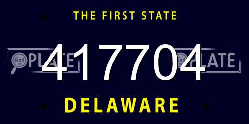 417704 Delaware License Plate