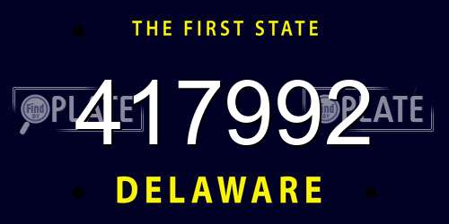 417992 Delaware License Plate