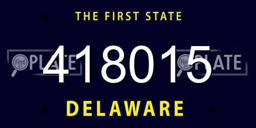 418015 Delaware License Plate