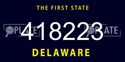 418223 Delaware License Plate