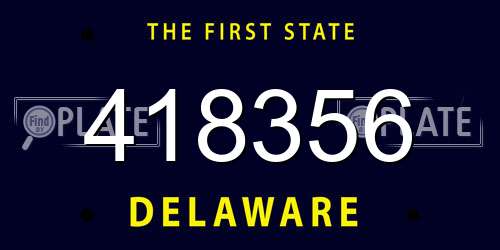 418356 Delaware License Plate