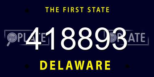 418893 Delaware License Plate