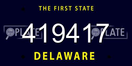 419417 Delaware License Plate