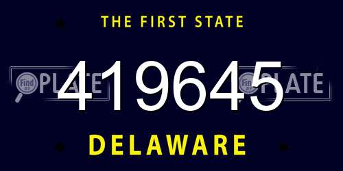 419645 Delaware License Plate