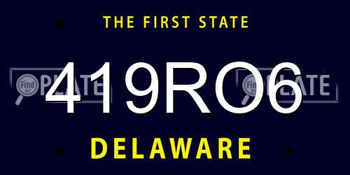 419RO6 Delaware License Plate