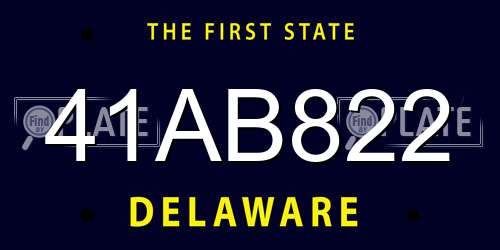 41AB822 Delaware License Plate