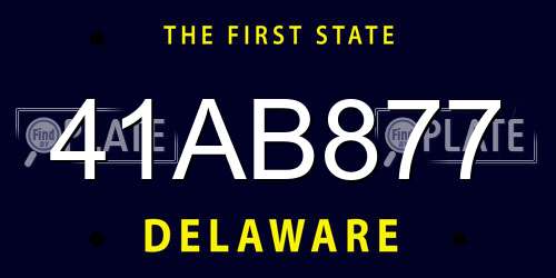 41AB877 Delaware License Plate