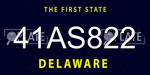 41AS822 Delaware License Plate
