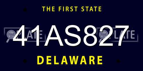 41AS827 Delaware License Plate