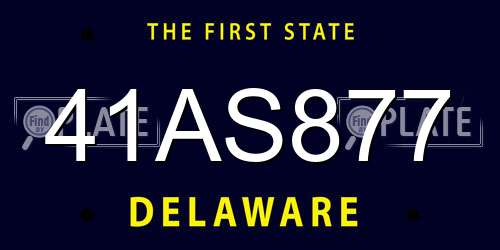 41AS877 Delaware License Plate