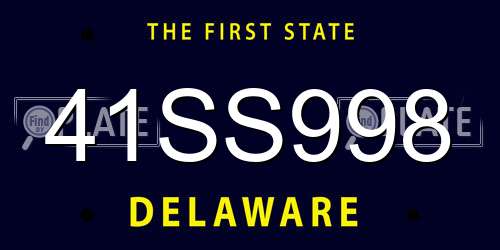 41SS998 Delaware License Plate