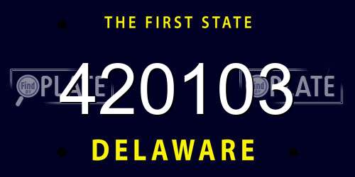 420103 Delaware License Plate