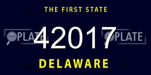 42017 Delaware License Plate
