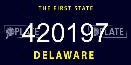 420197 Delaware License Plate