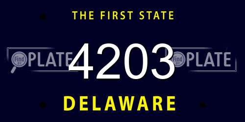 4203 Delaware License Plate