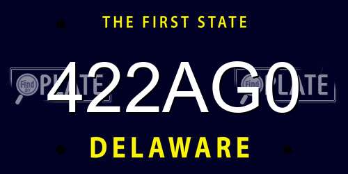422AG0 Delaware License Plate