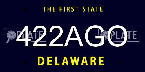 422AGO Delaware License Plate