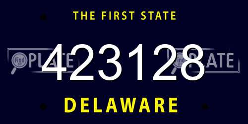 423128 Delaware License Plate