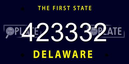 423332 Delaware License Plate