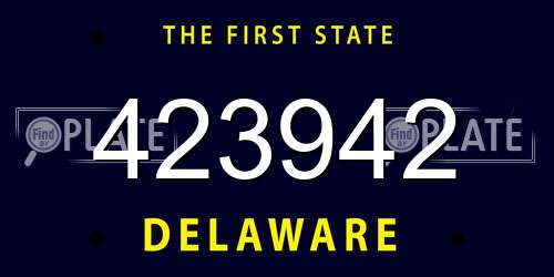 423942 Delaware License Plate
