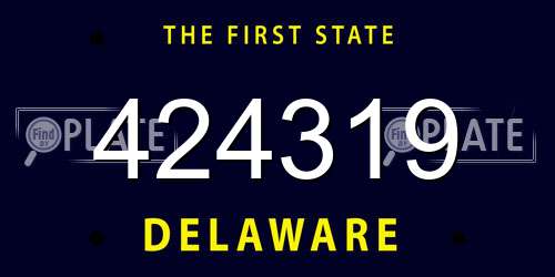 424319 Delaware License Plate