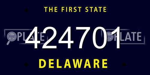 424701 Delaware License Plate