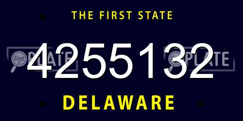 4255132 Delaware License Plate